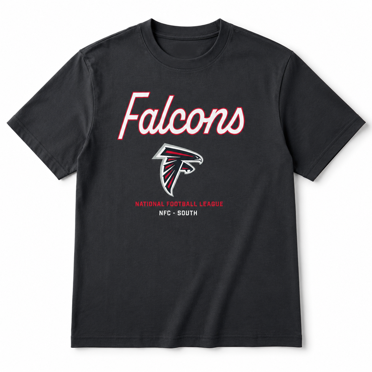 Custom Falcons Graphic T-Shirt – Black Cotton Crew Neck Tee